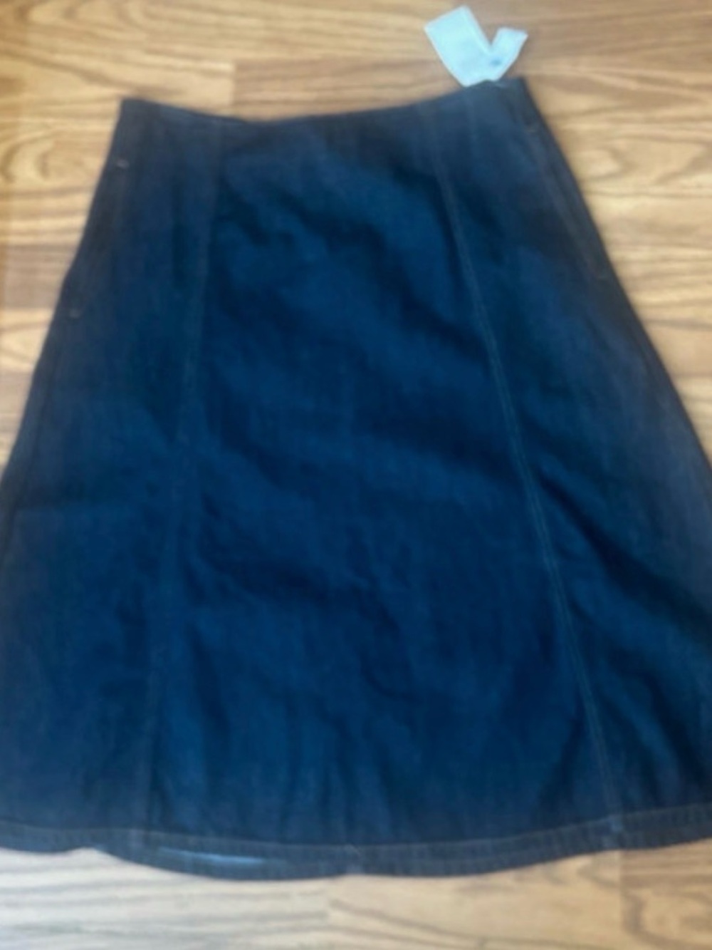 Old Navy High Rise Dark Wash Denim Midi Skirt A-Line Pockets Size 12 (NWT)